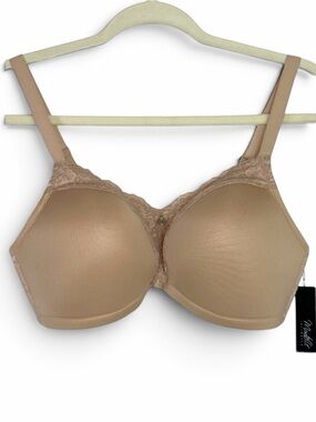Montelle Wire Free Dream Bra Sand Sable Nude Lace Full Coverage 36E NWT